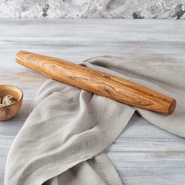 Forest Decor Olive Wood French Rolling Pin - Non Stick Wooden Bread Roller Pin for Baking Dough Pizza Pastry & Cookies - Handmade Tapered Rolling Sticks for All Baking Needs - Kitchen Tools & Gadgets