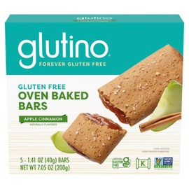 Glutino Gluten Free Oven Baked Bar, Apple Cinnamon, Naturally Flavored, 5 ct