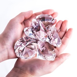 Pack of 6 Clear Crystal Diamond Glass Jewels Home Decor, Wedding Table Decoration, Glass Paperweight 50mm (2in)