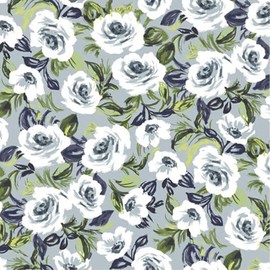 Texco Inc 58" Wide Printed 100% Polyester Wool Dobby Hi Multi Chiffon Fabric by The Yard-No Stretch, 120 GSM, Lightweight, Soft & Breezy for Apparel, Accessories & DIY, Blue Off White 1 Yard