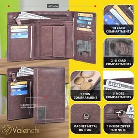 CHARRO Ladies Wallet with upper design in Soft Genuine Leather and Multi Card compartments, Brown-T.Moro