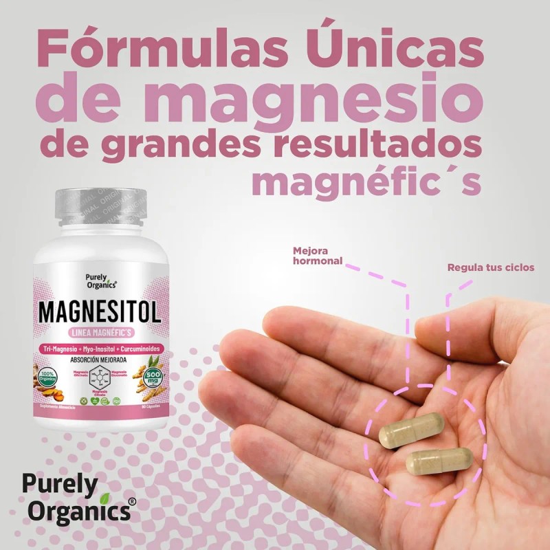 Magnesitol. Magnesio + Inositol 90 Cápsulas Sin sabor. Purely Organics.