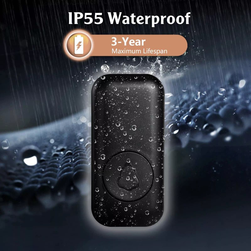 KERUI Wireless Doorbell Chime Waterproof Plugin Receiver Adjustable Volume Kit