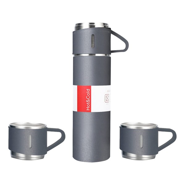 Termo con Tazas Incluidas Botella Aislada al Vacío de Acero