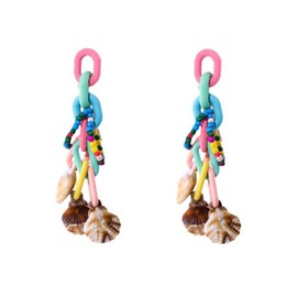 Birthday Candy Earrings Acrylic Dangle Earrings Boho Colorful Summer Dangle Seashell Earrings Beaded Valentine Earrings for Women - Seashell