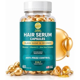 Anti-Frizz Hair Serum Capsules for Frizzy Hair – Glass Hair in Seconds – Leave-In Smoothing Oil for Smooth, Shiny Hair – Vitamin E & Aloe Vera – 60 Ca