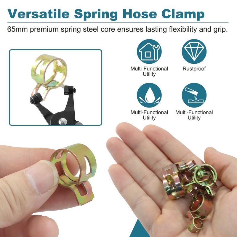 Aracombie 100Pcs Spring Band Hose Clamps, Durable Vacuum Hose Clamp,