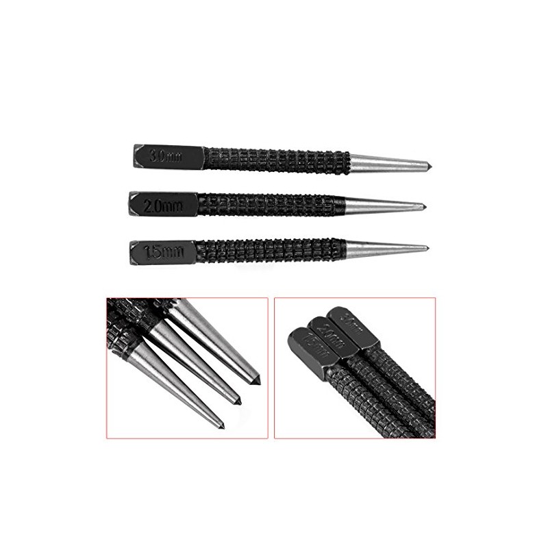 ToolOfLife 3-Piece Centre Punch Set 1.5mm/2mm/3mm