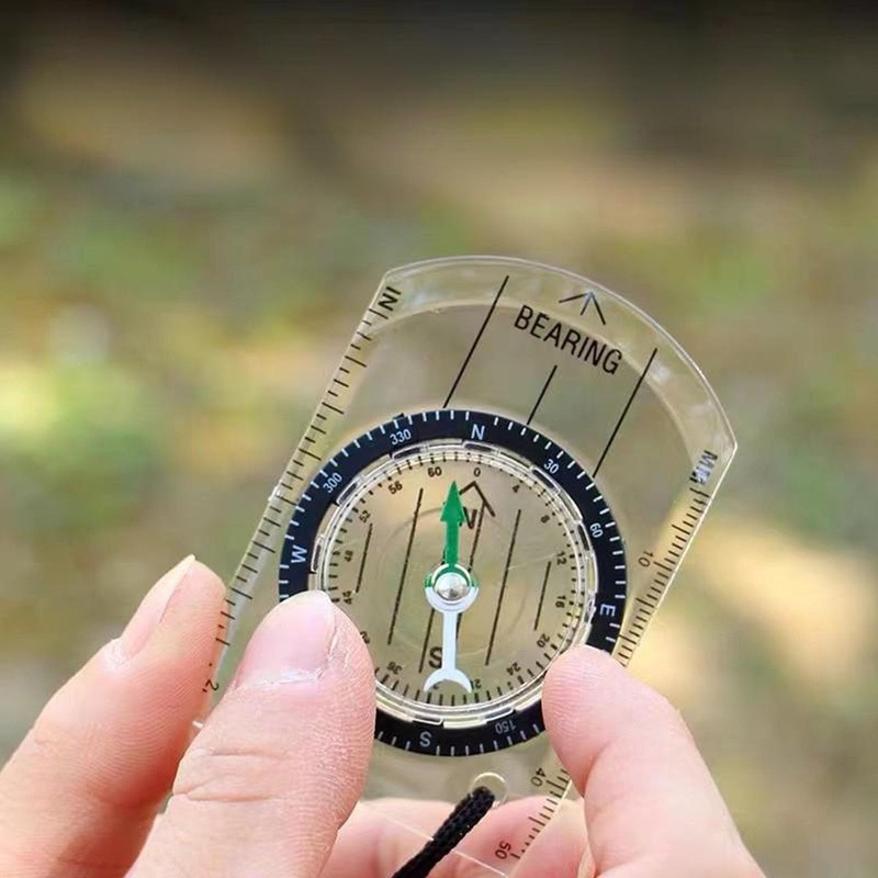 2pcs Waterproof Navigation Compass with Adjustable Lanyard, Multifunctional Map Ruler,