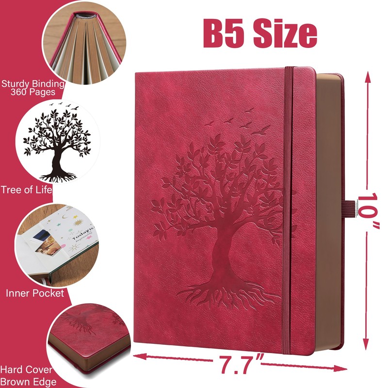 Thick Lined Journal Notebook with Pen, 360 Pages 100gsm Paper,