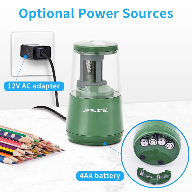 JARLINK Electric Pencil Sharpener, Heavy-Duty Helical Blade to Fast Sharpen,
