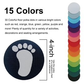 30PCS Carpet Spot Markers Carpet Spot for Classroom Carpet Floors 4 Inch Dot Marker Color Floor Dots, Classroom Decoration, Flexible Seating, Elementary School, Preschool, Kindergarten Supplies