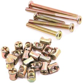 15 Sets Furniture Bolt Nut Set M6 Hex Socket Cap Screw Bolt Nuts Kit 80mm Zinc Plated Flat Head Bolt Barrel Nut Screw Nuts for Furniture Crib Chair