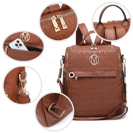 MKP COLLECTION Women Fashion Backpack Purse Multi Pockets Anti-Theft Rucksack Travel Shoulder Bag Handbag Set 2pcs