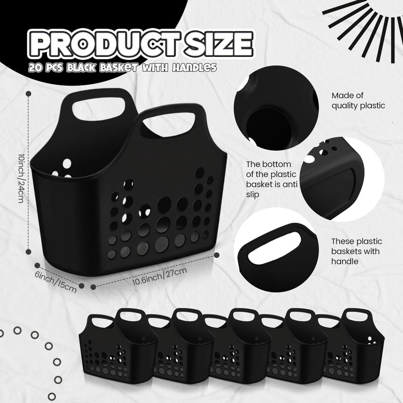 20 Pack Plastic Baskets with Handles Portable Shower Caddy Storage