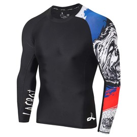 LAFROI Men's Long Sleeve UPF 50+ Baselayer Skins Performance Fit Compression Rash Guard-CLYYB Asym Honor Strike Size SM