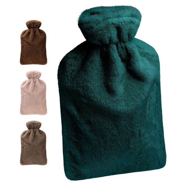 80 Oak Hot Water Bottle with Cover 2 Litre Hot Water Bottle, Bed Bottle. Ideal for Children and Adults (Forest Green)