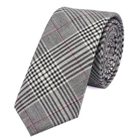 DonDon Herren Krawatte kariert 6 cm grau-schwarz