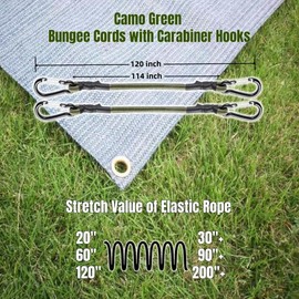 CanKing Bungee Cords with Carabiner Hooks Camo Green 120 inch/10 ft 2 Pcs
