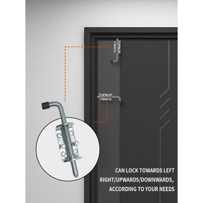 Quality Life Spring Loaded Gate Latch Pin Barrel Bolt 6in