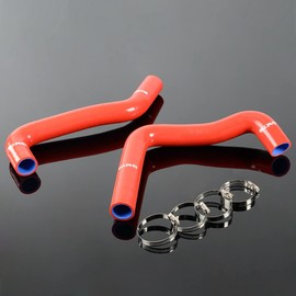 G-PLUS Silicone Radiator Coolant Hose Kit Clamps Fit Compatible With Pontiac Fiero 2.5/2.8L L4/V6 1984-1988 Red