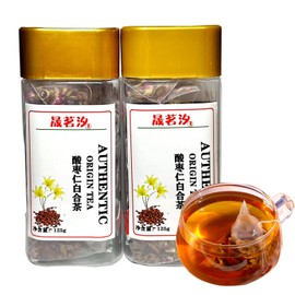 Sour Jujube Kernel Lily Poria Cocos Tea Bags Good Night Sleep Tea Combination of Lily, Rose, Mulberry, Licorice,Lotus seed, Polygonatum and Jujube Chinese Herbal Tea 酸枣仁 酸枣仁茶 酸枣仁茯苓百合茶 助眠安神 250g/8.82oz 32bags