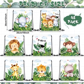 24 Pcs Safari Goodie Bags Safari Party Favor Drawstring Bags Safari Baby Shower Decorations Jungle Party Gift Bags Safari Birthday Goodie Bags for Boys Girls Safari Themed Birthday Party Baby Shower