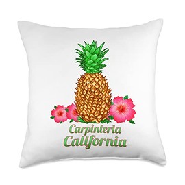 Pineapple Flowers Carpinteria CA Vacation Carpinteria California CA Pineapple Floral Throw Pillow, 18x18, Multicolor