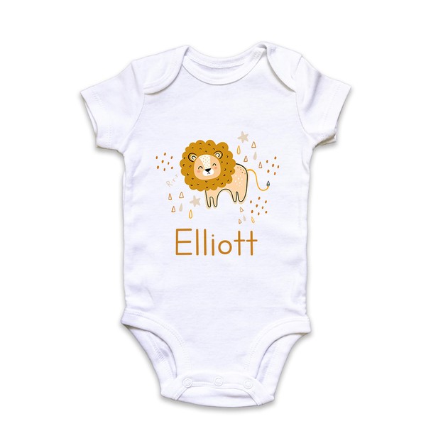 Fuzzy Cactus Personalised Lion Baby Grow Vest Baby Announcement Add