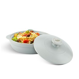 MINH LONG 2-Qt Porcelain Dutch Oven with Lid – Lead & Cadmium Free, Oven Safe to 482°F, Heat Retention, Clay Pot for Cooking on Gas & Infrared Cooktop, Use to Marinate, Cook, Bake, Refrigerate & Serve