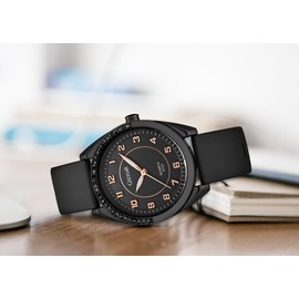 EAJOMIN Waterproof Analog Women's Watch for Nurses, Nursing, Lady,Students,with Easy Read Dial,Second Hand Soft Silicone Band Quartz Female Dress Wrist Watches (G723 Black)