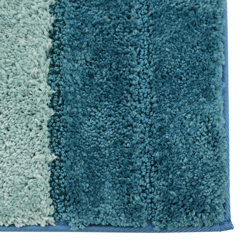 Blue Microfibre Soft Tufted Shades Design Bath Mat Rug Non-Slip
