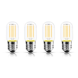 NOVELUX 2.5 in E17 Intermediate Base LED Filament Bulb 360 Lumens, 2700K Soft White Dimmable Appliance Bulb AC 120V, UL Certified T8 Microwave Light Bulbs Under Hood for Refrigerator Stove 4Pack