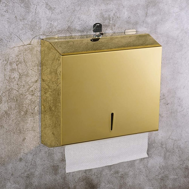 Wall Mounted Stainless Steel Paper Towel Dispenser with Lock, Polished