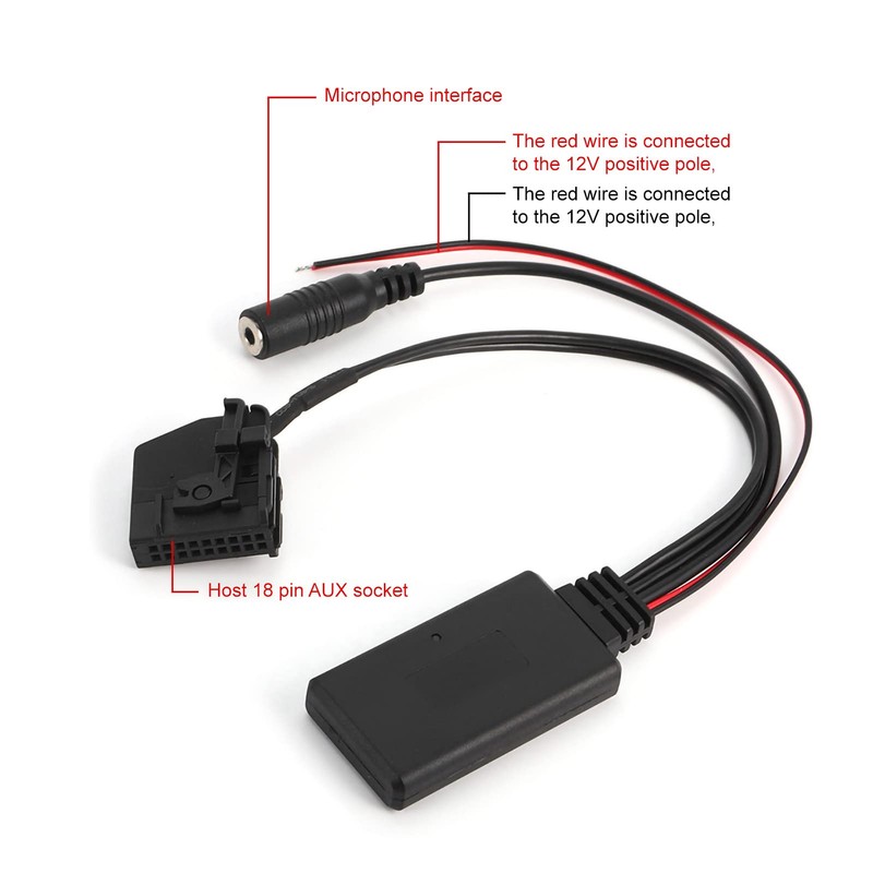 Akozon Car Bluetooth Microphone Interface Converter AUX Cable Adapter Cable