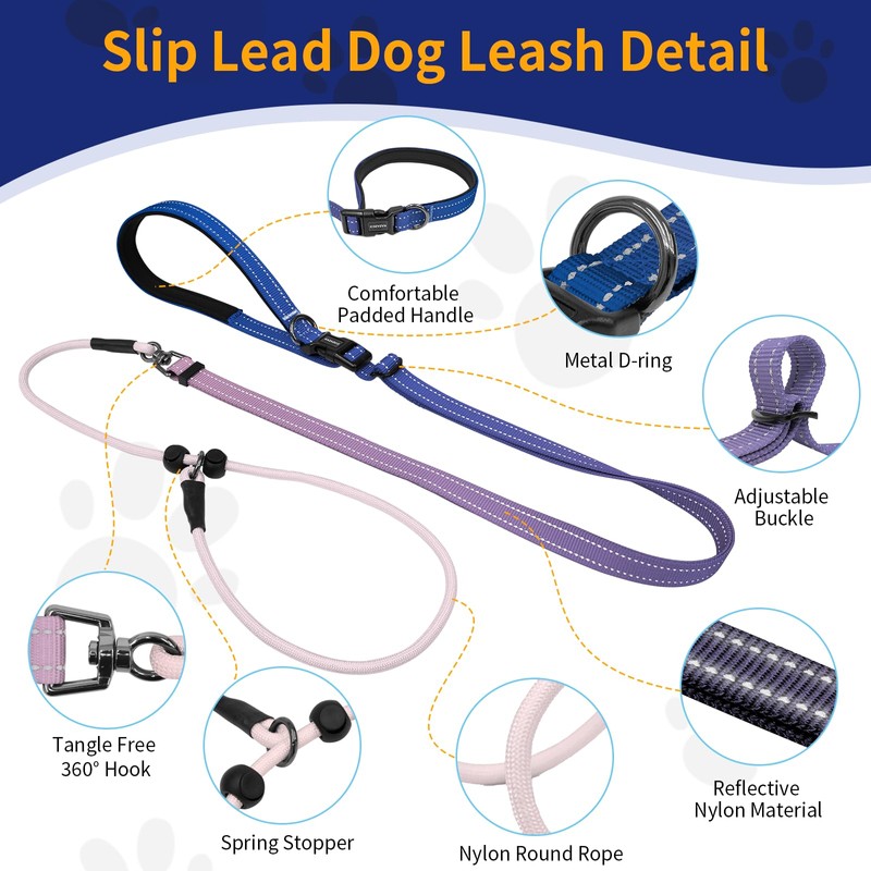 Kazazoo Slip Lead Dog Leash, Hands-free No Pull Training Leash