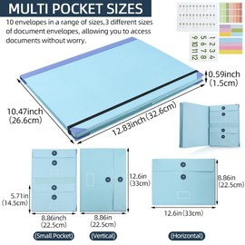 Folio Folders with Pockets, Folding Document Organizer Accordion Storage Binders for Birth Certificates, Social Security Cards, Passports, Photos, Anti Lost Binders