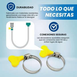 ELECTROHOGAR Kit Drain Hose Extension for Washing Machine, 2.5 m, Includes Hose Connectors, Clamps and Drain Pipe Holder, Waste Water Hose Compatible with All Brands: LG, Bosch, AEG, Siemens