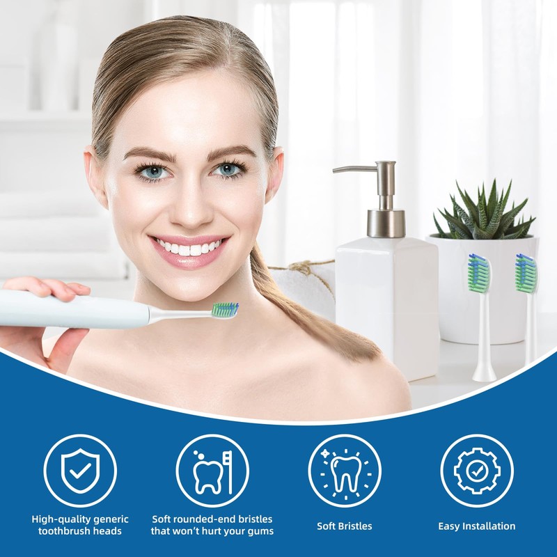 Toolsy 10 Pack Toothbrush Replacement Heads Compatible with 7am2m AM101/AM105