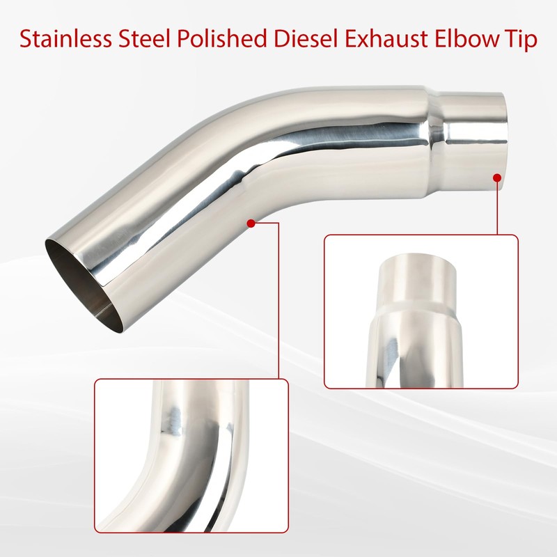 FGJQEFG 5 Inch Stainless Steel Polished Diesel Exhaust Elbow Tip,5''