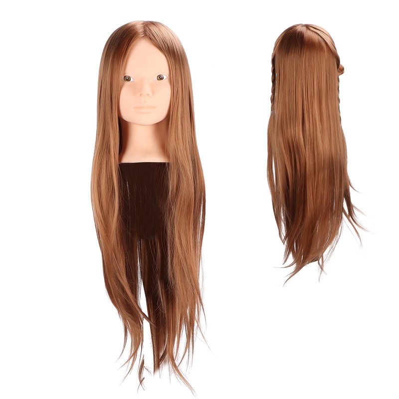 Long Hair Mannequin Head Light Brown Hairdresser Practice Training Head