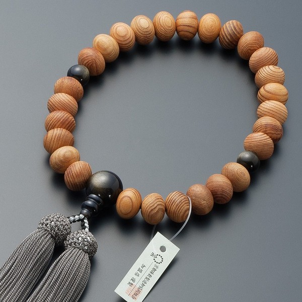 [Butsudanya Takita Shoten] Kyoto Prayer Beads, Men's, Yakusugi, Mandarin Orange Ball, Golden Obsidian Tailor, 27 Balls, Pure Silk Bunch, with a Bag of Beads, Can Be Used in All Sects, Certificate