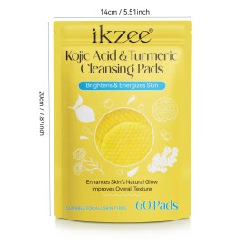 Kojic Acid Turmeric Cleansing Pads 60pcs Facial Exfoliating Pads Skin Care Brightening Texture Support Toner Pads Gentle Peeling Pads Korean Skincare Spa Set Gift Set