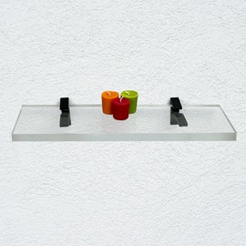 Clear Acrylic Shelves for Wall Storage, 6" W X 24" L, 3/4" Thick Wall Mounted Floating Shelves for Bedroom, Living Room, Bathroom, Kitchen -‎Easy Installation with Screws and Black Finish Brackets