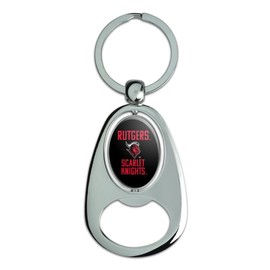 GRAPHICS & MORE Rutgers University Scarlet Knights Keychain Chrome Metal Spinning Oval Bottle Opener