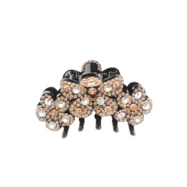 Womens Girls Crystal Rhinestone Luxury Diamante Bulldog Wave Jaw Clip Octopus Clamp Grip Bridal Wedding Party Birthday Christmas Summer Styling Short Long Hair Butterfly Daisy Flower Black (Champagne)