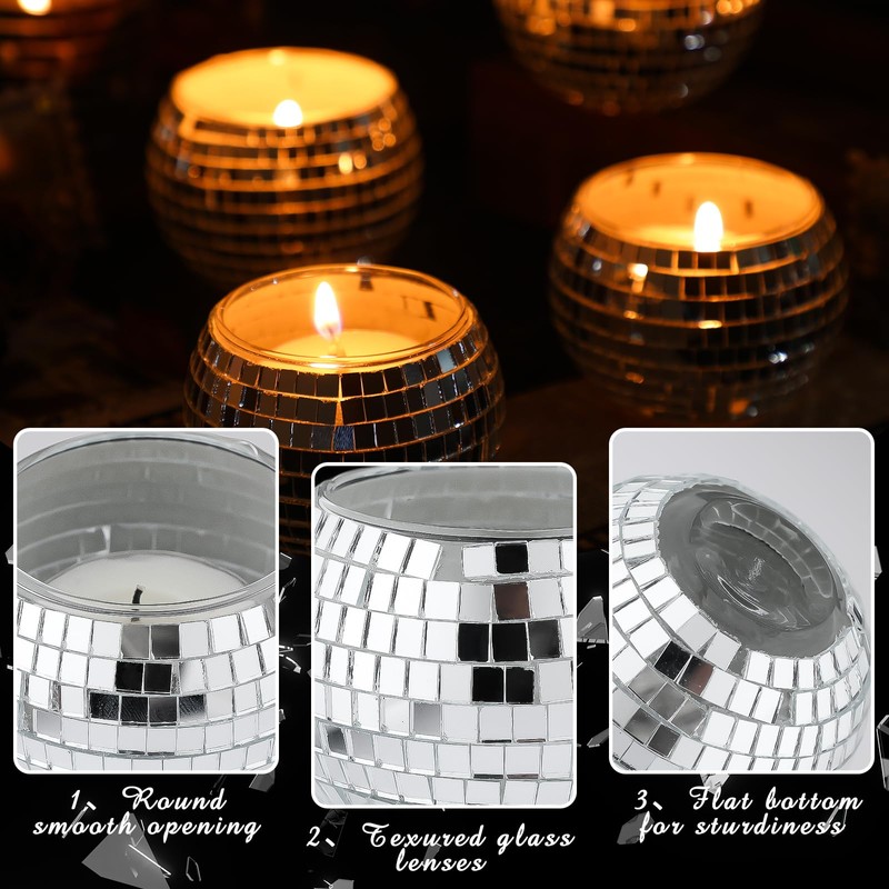 Maxcheck 24 Pcs Disco Ball Candle Holders Bulk Wedding Decoration