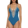 BECCA Women's Standard Fiesta Crochet Trim One Piece Swimsuit, Plunge