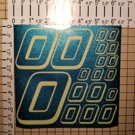 Unbranded ULTRA Metallic Teal w/Creme #0's Racing Numbers Vinyl Decal Sheet 1/10-1/12 Nice