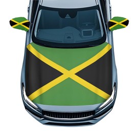 DBBXHZJY 3 Pcs Jamaican Flag Car Hood Cover Protector and Side Mirror Anti Theft Covers with Lock for for Automobiles,Waterproof Auto Decor Accessories Set,Gifts for Car Lovers,Universal Fit